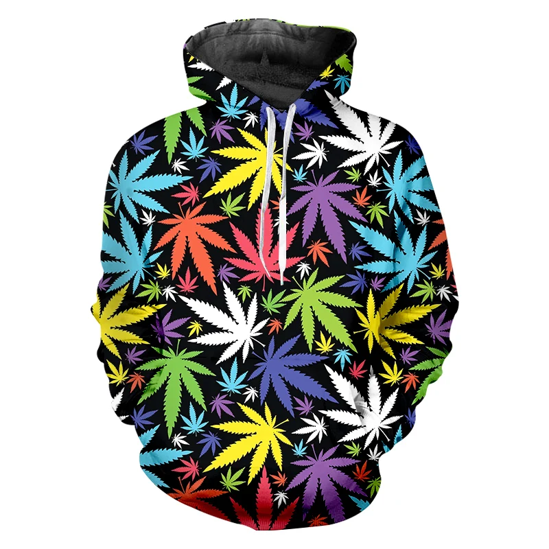 

3D Printed Weed Pullover Leaf Men Women Hooded Sweatshirts Casual Long-sleeved Hoodie Unisex Outwear Streetwear Mens Hoodies 4XL