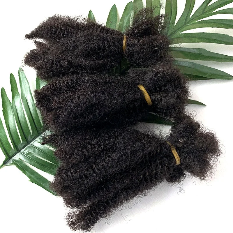 Lock Human Hair Extensions Mongolian Afro Kinky Curly Hair Weave 4B4C Kinky Coilly Bulk Hair Bundles For Women Natural Black