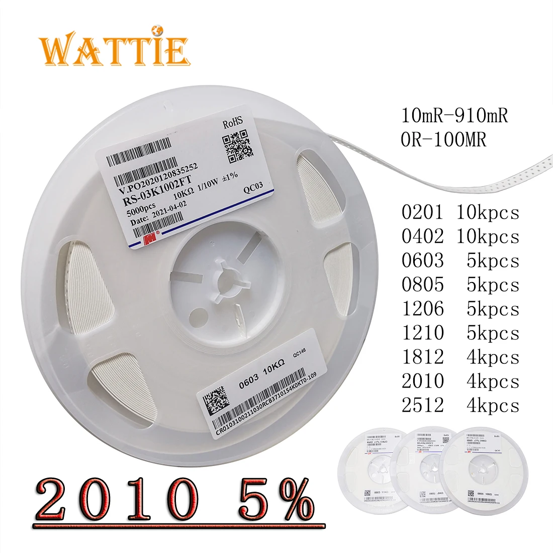 0603 5% Smd Weerstand 5000Pcs/Real 0R 1R 1.1R 1.2R 1.3R 1.5R 1.6R 1.8R 2R 2.2R 2.4R 2.7R 3R 3.3R 3.6R 3.9R 4.3R 4.7R 1608