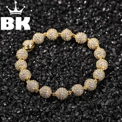 8.5mm Round Ball Miami Cuban  Bracelet Micro Paved Cubic Zircon Cuban Bracelet Mens Women Hip Hop Jewelry