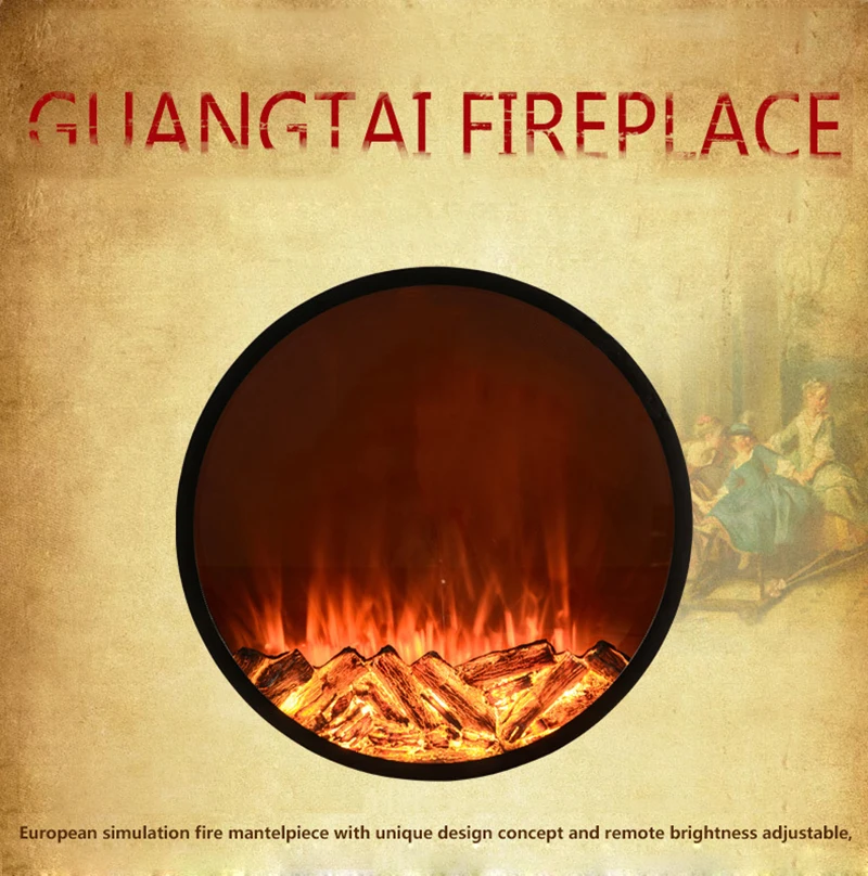 Camino elettrico a parete da 60*18CM camino elettrico rotondo europeo decorazione della casa camino a distanza intelligente