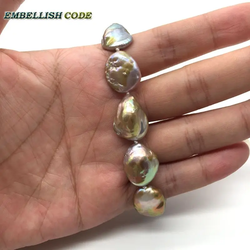 Baroque Keshi Style Bracelet Bangles Golden Purple Color Flat Square Block Shape Cultured Pearl Special Gift