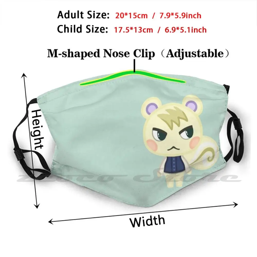 Marshal Mask Cloth Reusable Print Filter Washable Animal Acnh Villager Cute