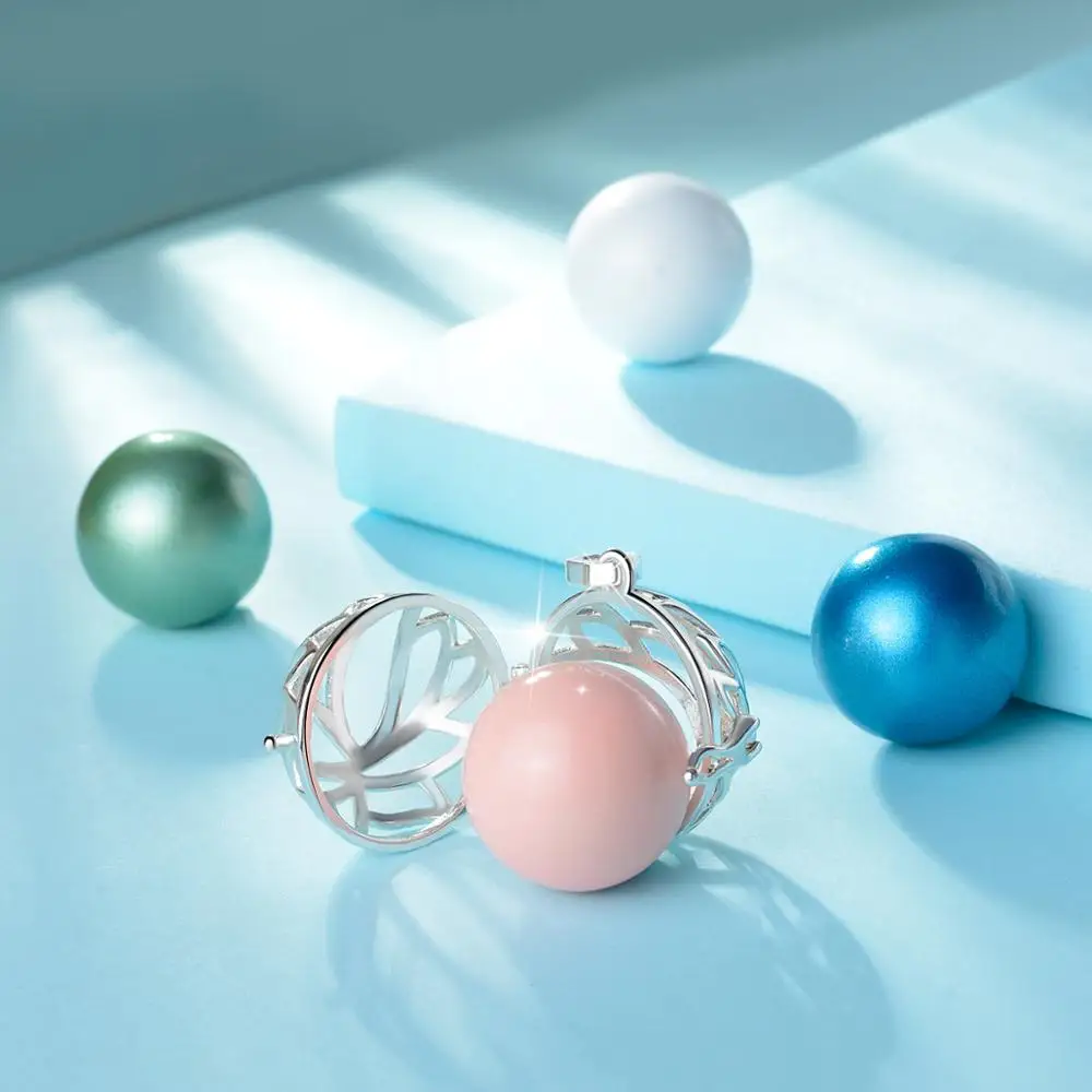Eudora 20mm Unique Harmony Pregnancy Ball Necklace Pregnancy Bola  Ball pendant with lotus Flower Cage New Jewelry with Box K387