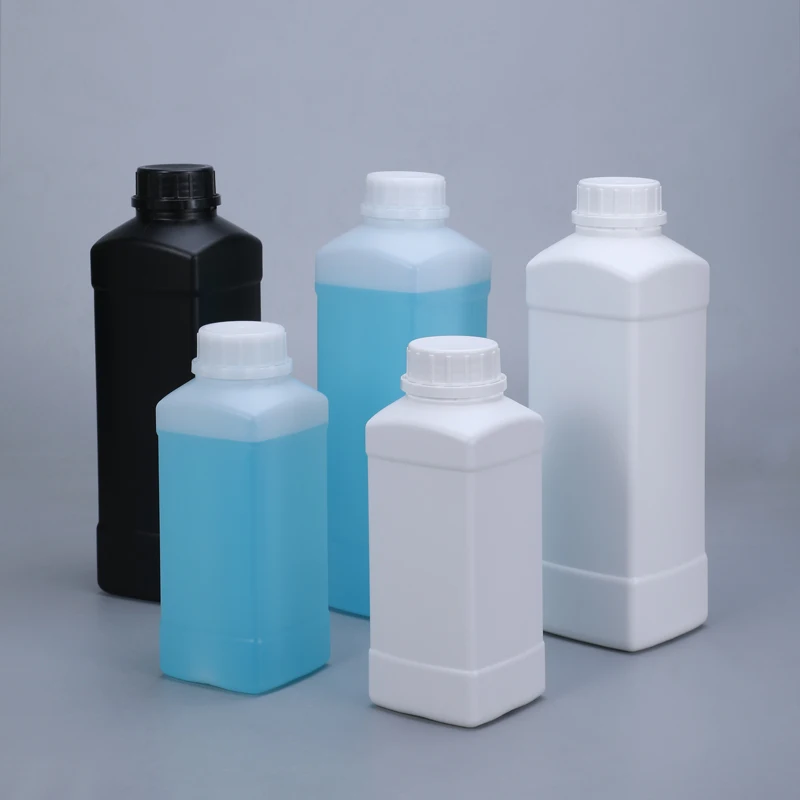 500ML 1000ML Square Plastic bottle with lid Leakproof Empty HDPE container Chemical paint Packaging bottle 1PCS