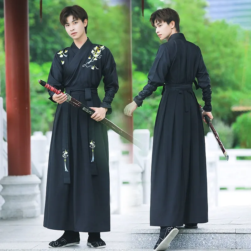 Hanfu-Disfraz de Hanfu para hombre, ropa tradicional de moda china, ropa de estudiante, talla grande 2XL 3XL 4XL