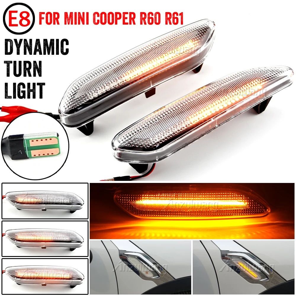 Pair Flowing Turn Signal Light Dynamic LED Side Marker Light 12v Side Repeater Lamp For Mini Cooper R60 COUNTRYMAN R61 PACEMAN