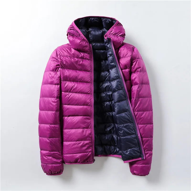 Double Side Women Winter Jacket Ultra Light Duck Down Parkas Female Puffer Jacket Portable Windproof Down Coat Chaqueta Mujer