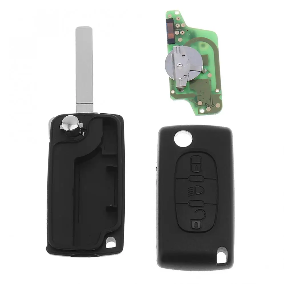 433MHz 3 Buttons Keyless  Flip Remote Key Fob with Light Button PCF7941 Chip and VA2 Blade Fit for Citroen Land Rover