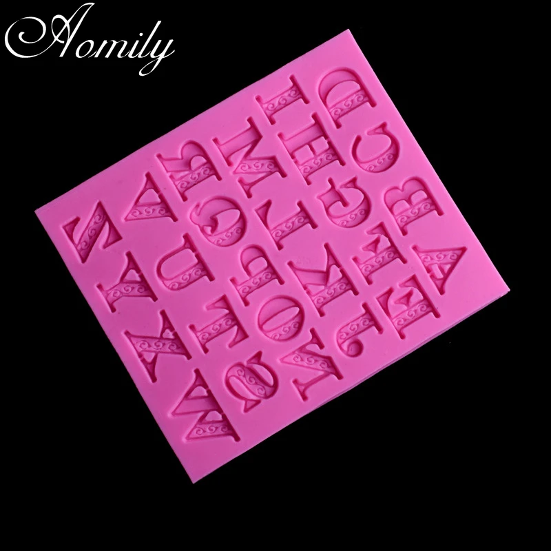 Aomily 3D Art Letters A-Z Silicone Molds Cake Chocolate Mold Wedding Cake Decorating Tools Fondant Sugarcraft Soap Baking Tools