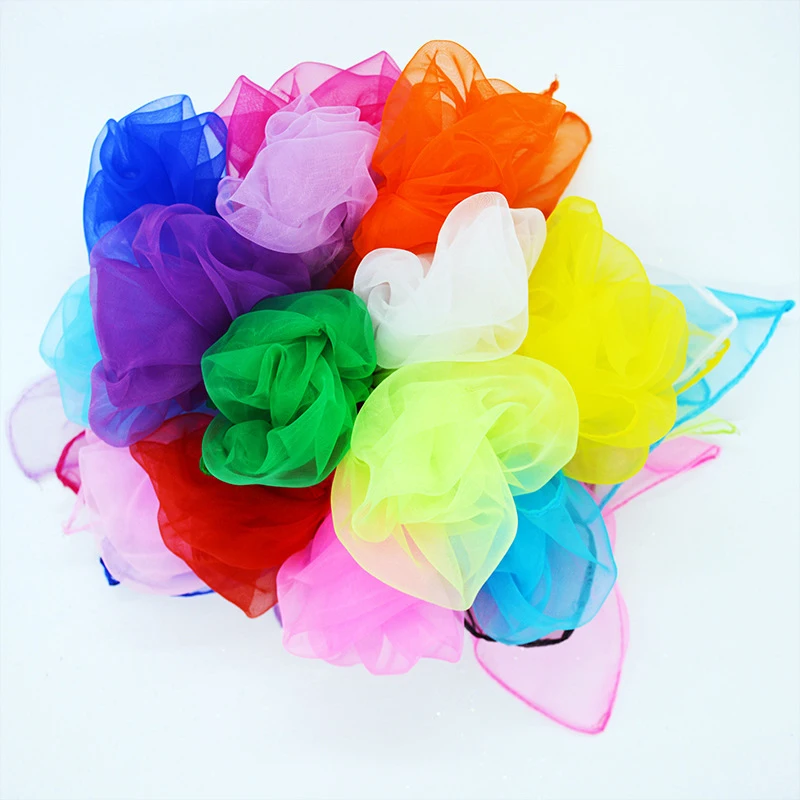 Candy Color Square Scarf Girls Performance Small Scarves Solid Imitation Silk Head Scarf Children Dance Neck Scarf Bandana