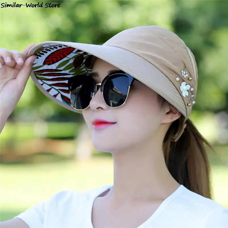 Sun Hats For Women Visors Hat Fishing Fisher Beach Hat UV Protection Cap Black Casual Womens Summer Caps Ponytail Wide Brim Hat