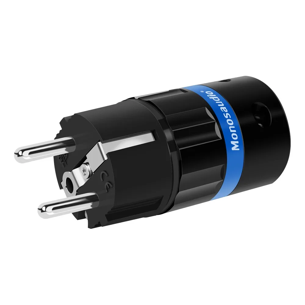 Monosaudio plugue de alimentação ac de rede ue schuko conectores de cabo de alimentação de áudio hifi cobre puro prata ouro banhado a ródio e104/105 1 peça