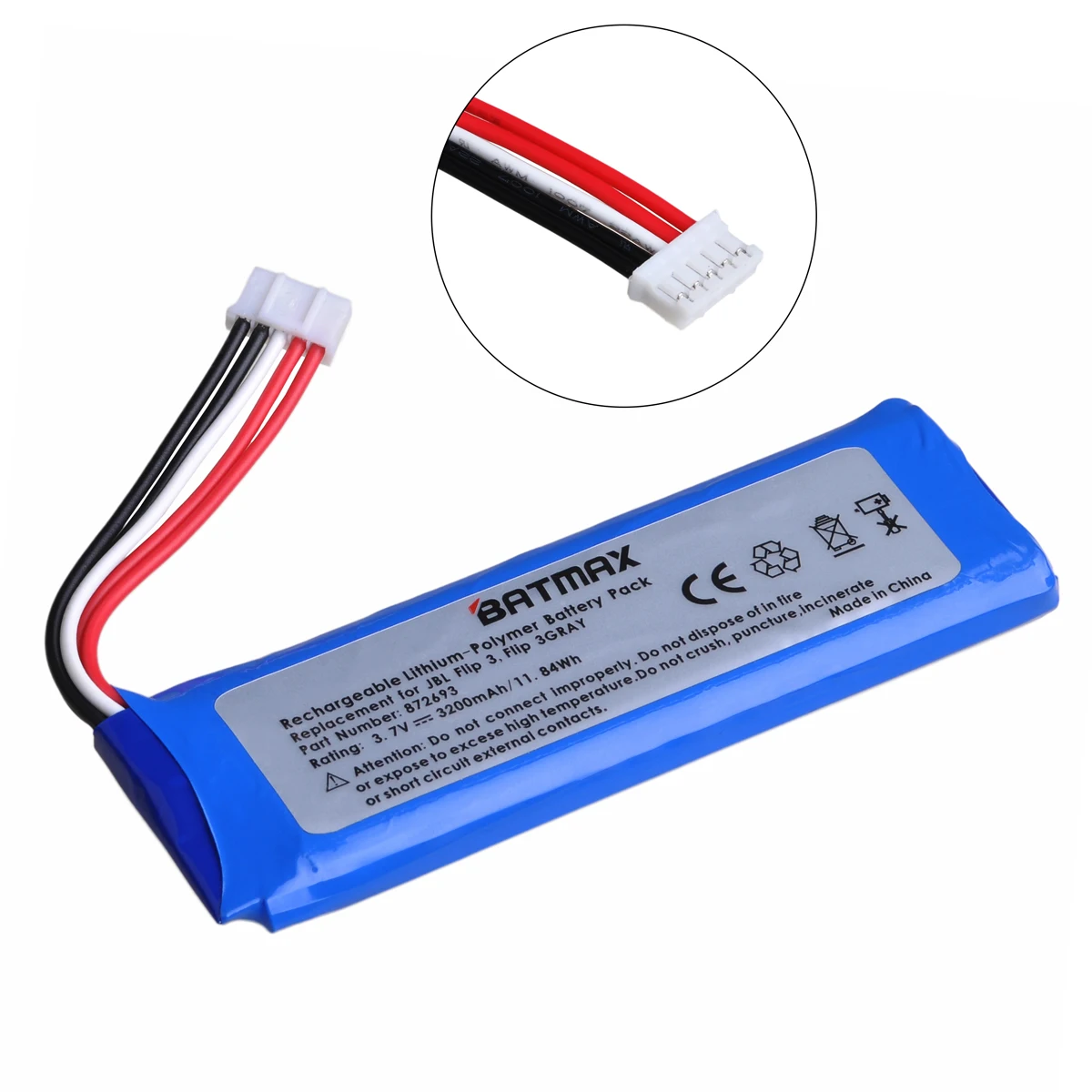 Batmax 3200mAh Battery for JBL Flip 3, Flip 3 Gray GSP872693 Rechargeable JBL Speaker Battery Pack with Free Install Tools