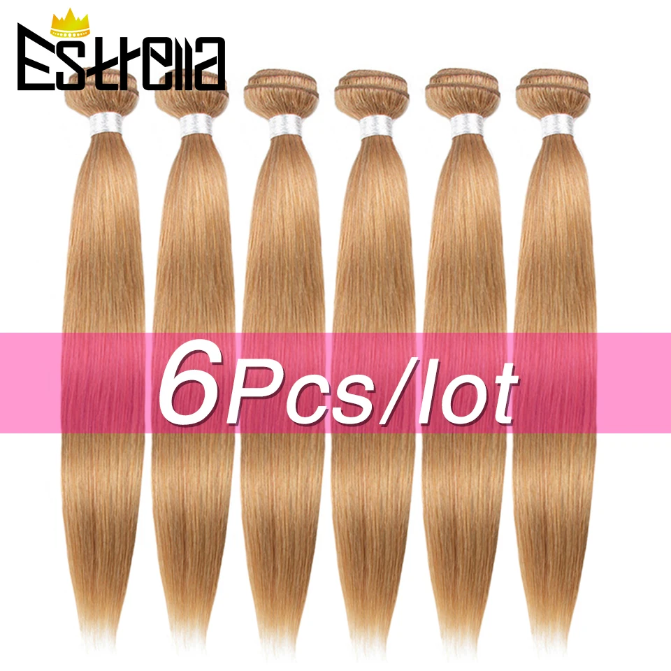 Cabelo brasileiro Weave Bundles, Remy reta, 100% cabelo humano, cor loira escura, 27, extensão do cabelo, Estrella