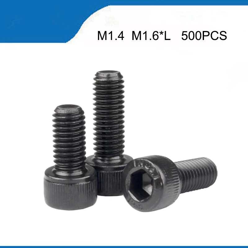 

DIN912 M1.4 M1.6 Black Grade 12.9 Alloy Steel Hex Socket Head Cap Screw Bolts Metric Thread M1.4/M1.6*3/4/5/6/8/10/12 mm