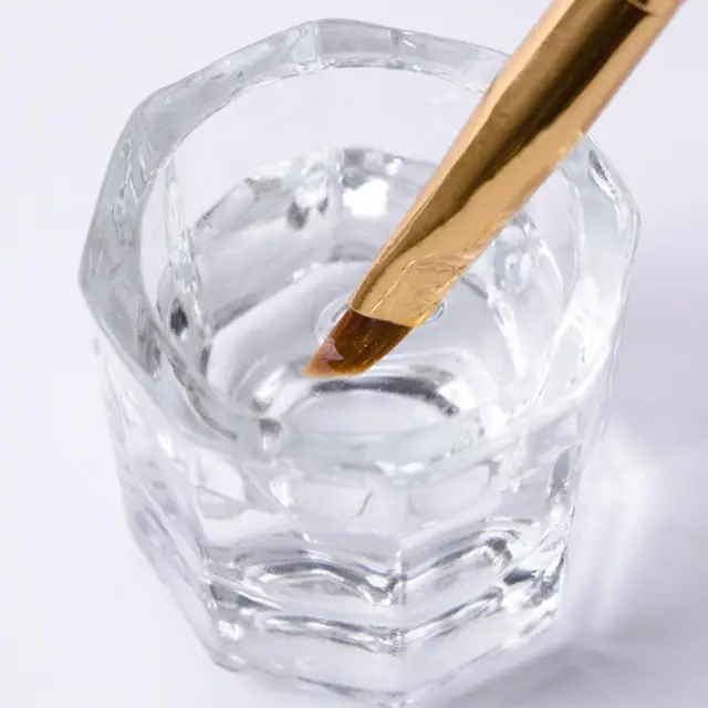 Makijaż Arcylic Powder Cup Holder ośmiokątny szklany kubek Dappen danie pojemnik na Arcylic płyn do zdobienia paznokci w proszku