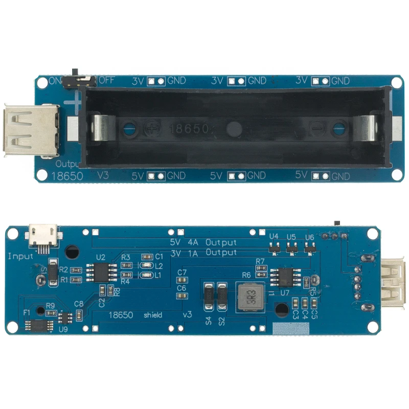 18650 Lithium Battery Charge Shield Board Type-A USB 3A5V 3V1A Micro USB For Raspberry Pi/ Nodemcu