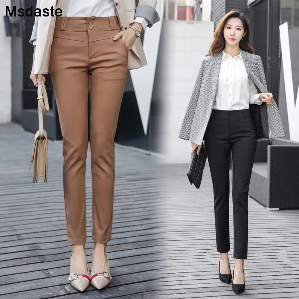 Office Lady Pencil Pants 2020 Spring Autumn High Waist Women Pants Work Wear Female Trousers Casual Slim Bodycon Pants Elastic