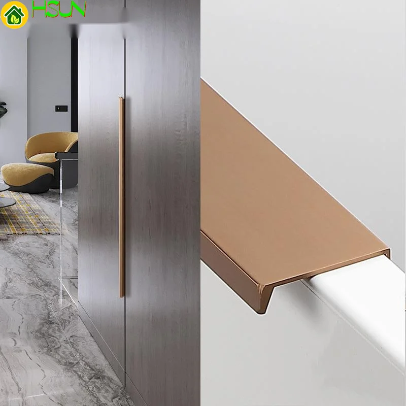 

Modern simple full body edge sealing wardrobe door handle edge sealing extended full top cabinet invisible hardware handle