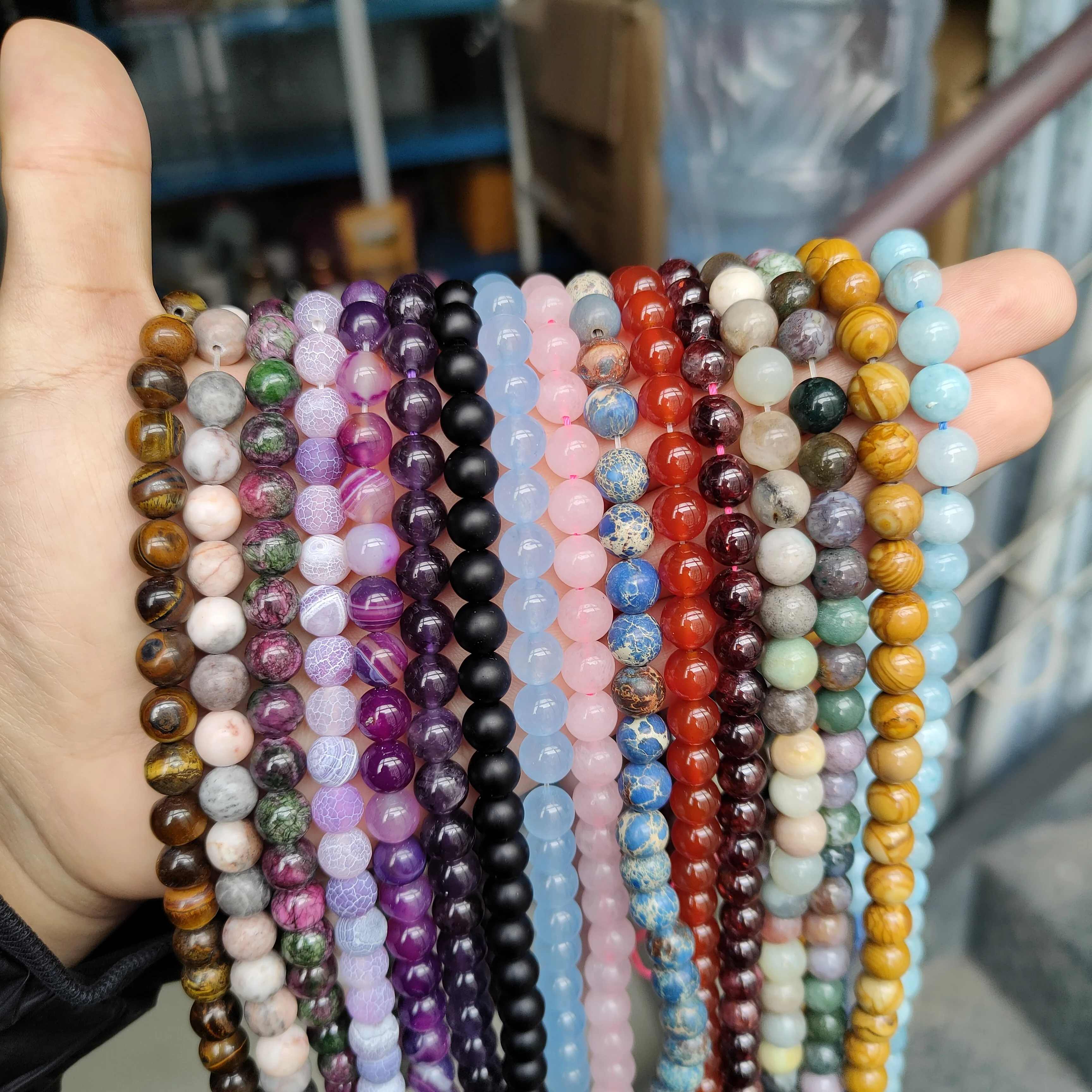 Natural Round Tiger Eye Amazonite Amethysts Turquoises Agates Garnet Spacer Loose Stone Beads For Jewelry Making DIY Bracelet image 4