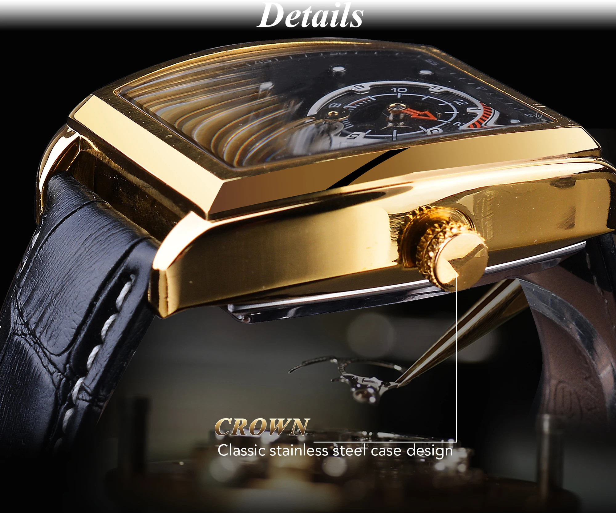 Forsining 2021 Fashion Two Dial Design Unique Watches For Mens Business Wearing Skeleton Automatic Mechanical Wrist Mens Watches