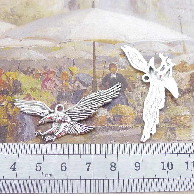 8PCS/Lot 23mm*49mm Antique Silver Color Eagle Charm Pendants For Jewelry Making DIY Handmade Craft