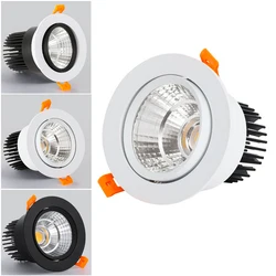LED Spotlight Ceiling Lamp AC85-265V 3W 5W 7W 12W 15W Aluminum Recessed COB Downlights Round Led Panel Light Indoor Lighting