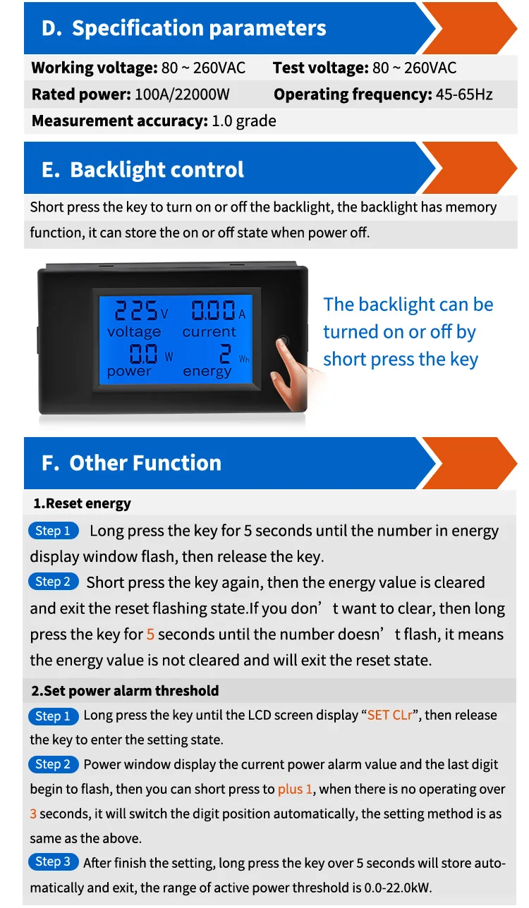 Peacefair AC Einphasiges Digitales Wattmeter Power Energy Kwh Tester Amperemeter 220V Homekit PZEM-061 mit Spule CT Kostenloser Versand – Detail 14