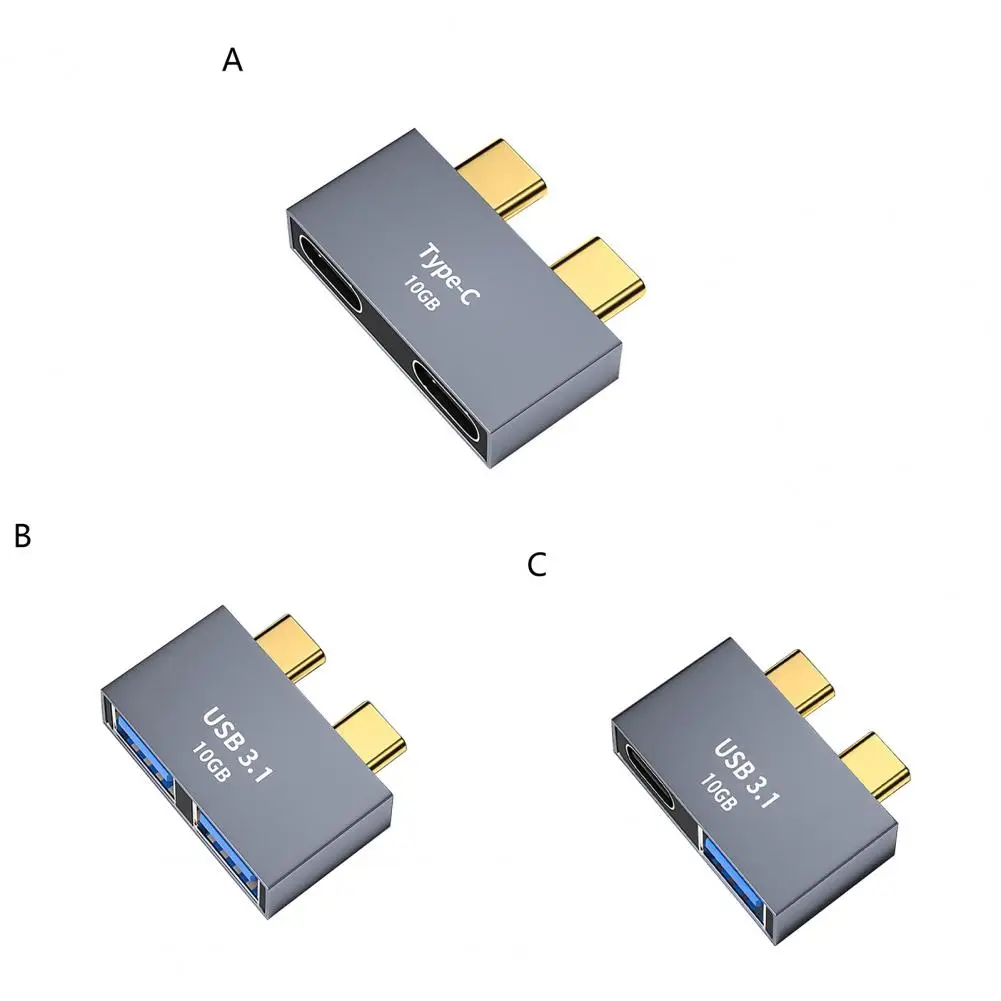 Adapter ładowania 100W stop aluminium Dual type-c męski na żeński przedłużacz ładowania dla MacBook Pro/Air type-c Adapter
