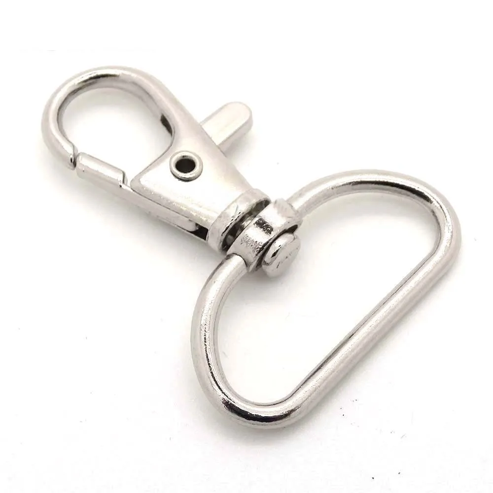 

ZENTEII 10Pcs 25MM Metal Carabiner Clip Swivel Trigger Dog Buckle KeyRing KeyHooks Retaining Ring DIY Craft Lobster Clasp