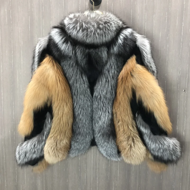 Women's Real Fox Fur Jacket, Warm and Fashionable in Winter