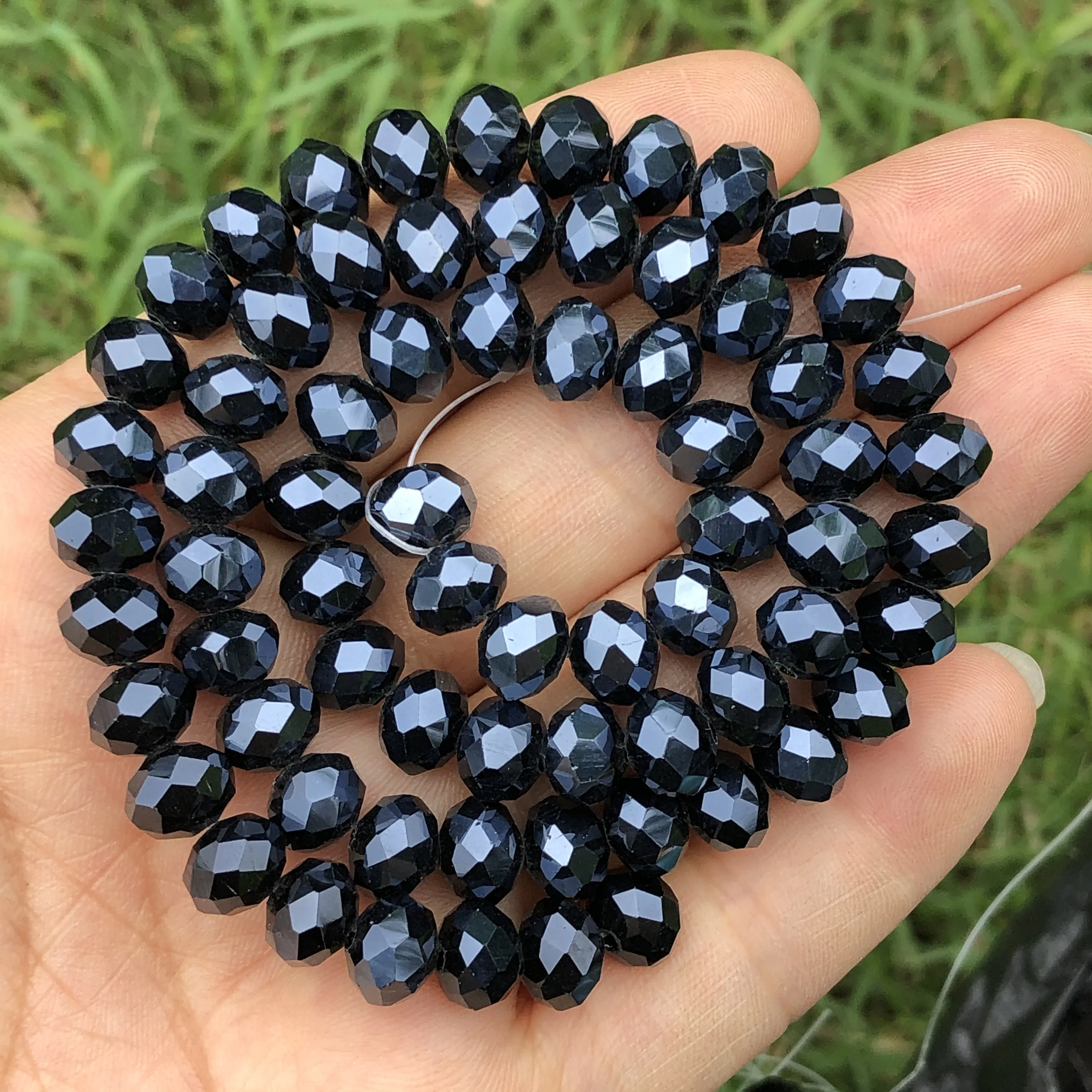 Faceted Rondelle Beads Black Hematite Crystal Glass Loose Spacer Beads For Jewelry Making Diy Earring Bracelet Accessories 15”