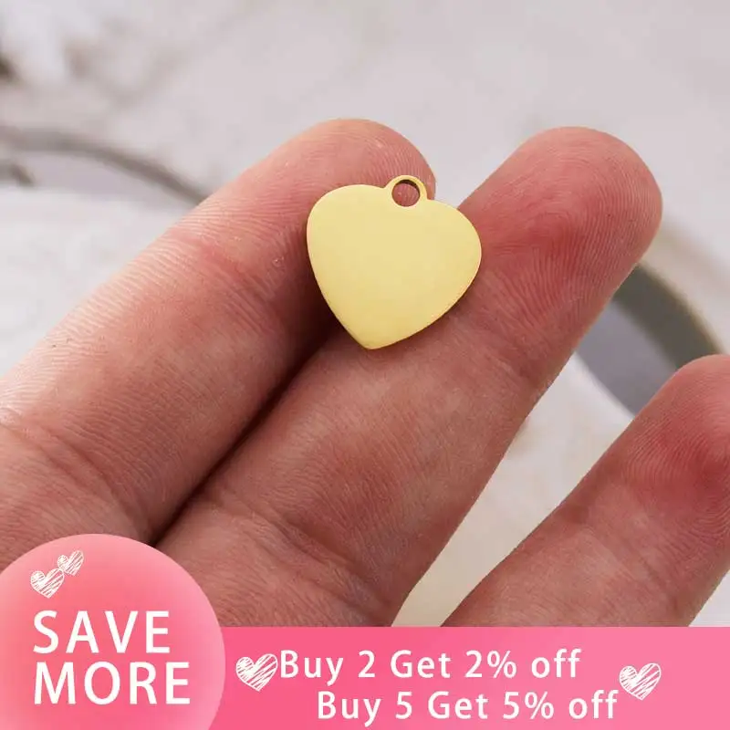 Fnixtar Mirror Polished Stainless Steel Love Heart Stamping Blanks Tags Charm Pendant Jewelry For Women DIY 17*16mm 20piece/lot
