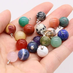 3pcs Natural Stone Gem Rose Quartz Agate Crystal Turquoise Ball Pendant DIY Cute Necklace Earrings Jewelry Accessories Gift Make