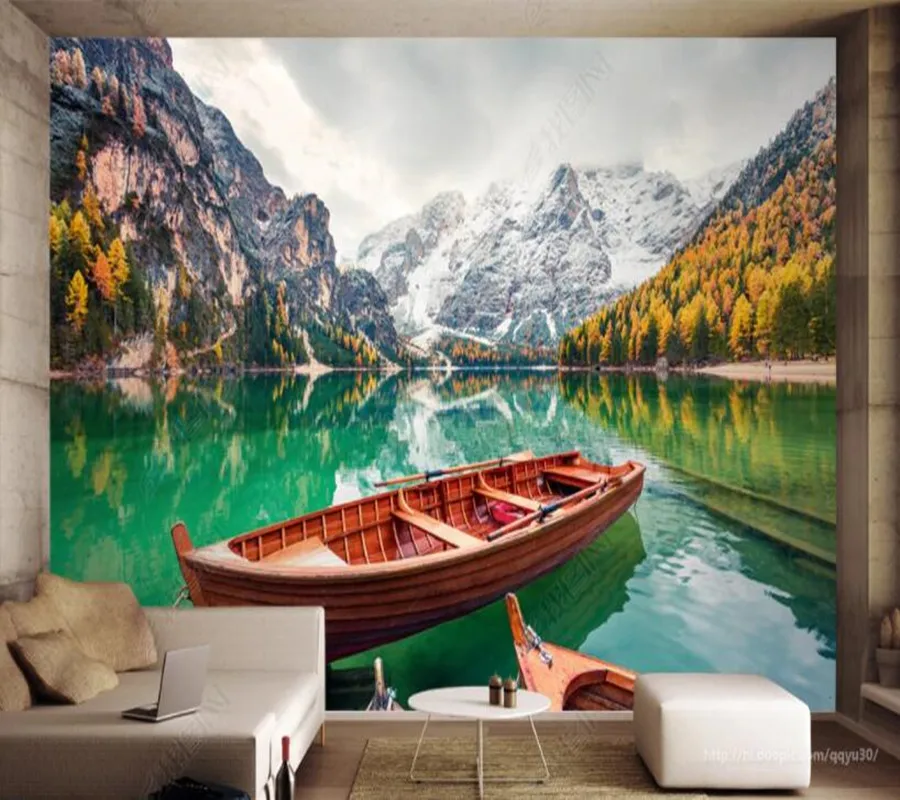 Papel de parede Italian Alps Lake Landscape 3D wallpaper mural,living room bedroom wall papers home decor