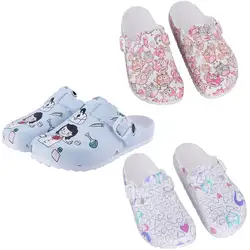 Patterned Nursing Shoes for Women Garden Shoes Waterproof Platform Slippers Sandals Nurse Clogs Slip Resistant Work Chef Shoes