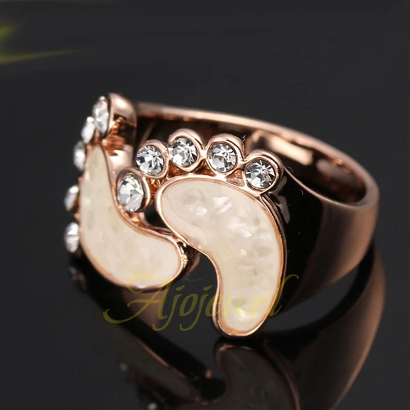 Ajojewel Shell Baby Foot Rings For Women Golden Rhinestone Ring Wholesale Cute Gift