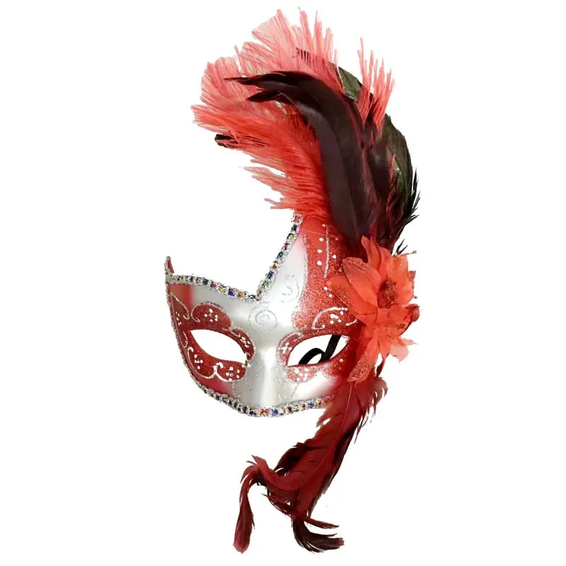 

Carnival Masquerade Mask Princess Mask Feather Hand Painted Half Face Mask