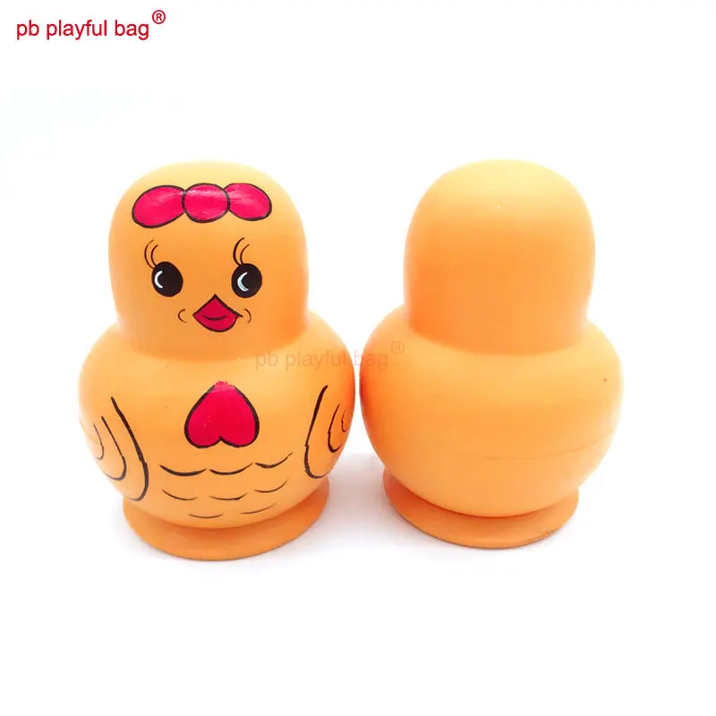 

PB Playful bag 10 layers chicken Russian dolls wooden DIY toy set crafts Valentine's Day creative funny gift decorations HG79