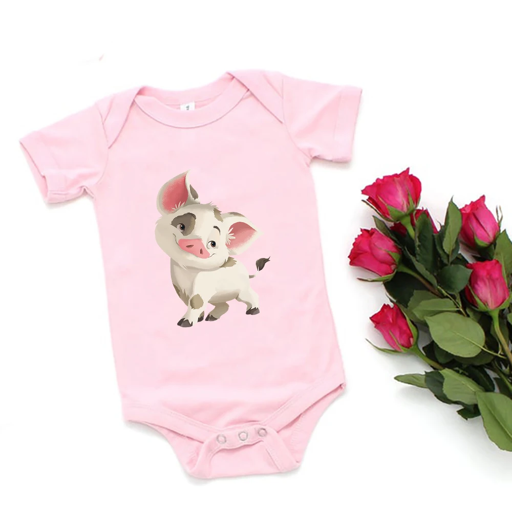 Cute Animal Pink Baby Girl Clothes Bodysuits Kawaii Little Pig Print Cartoon Ropa De Bebe Niña Comfy Oversized Infant Onesies