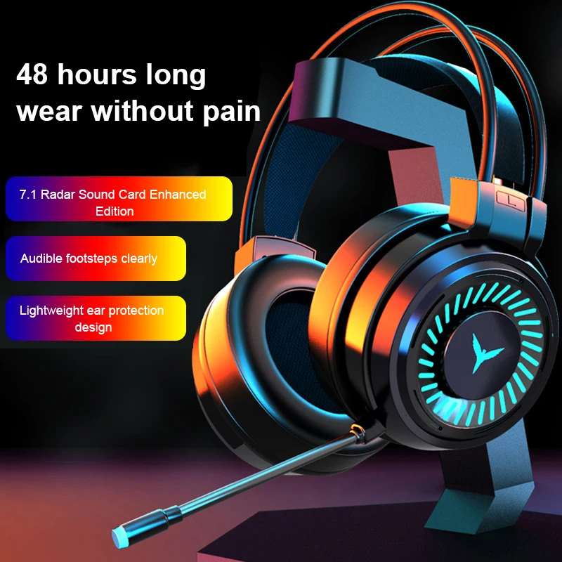 Gaming Headphones Wired Gamer Headset 7.1 Surround 4D Stereo Earphones with Microphone 7 Color RGB for PS4 Xbox One PC Games G58