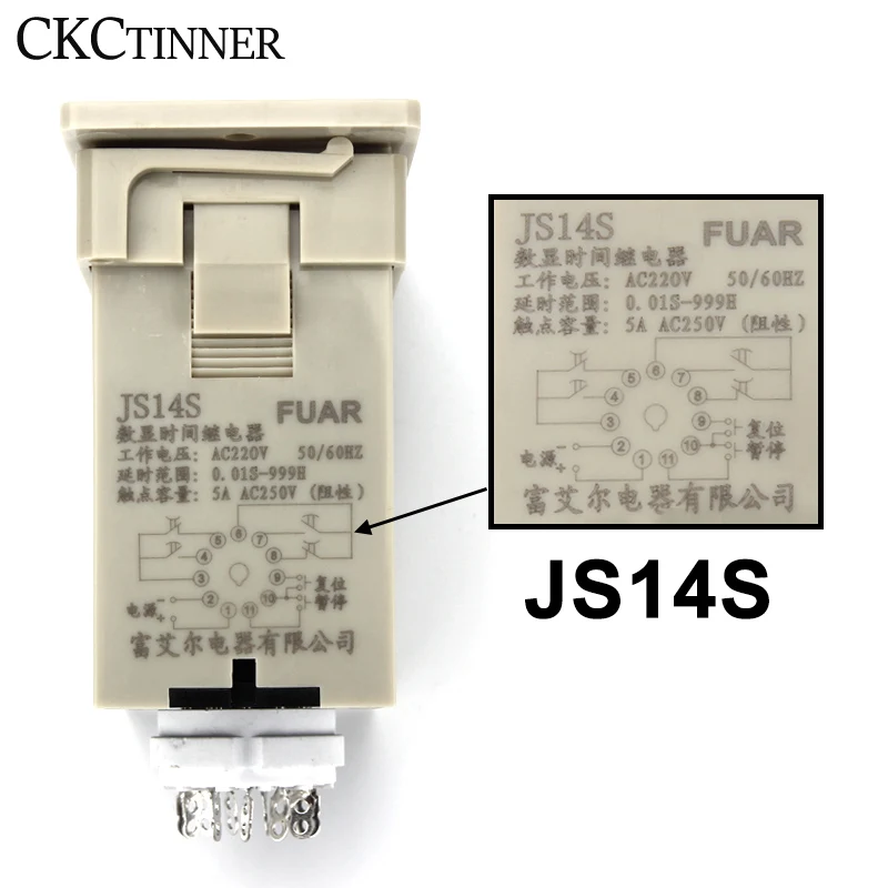 Time Relay JS14S AC 220V 380V Delay Timer 0.01s-999H  DPDT Digital  Programmable Timer with Socket Base