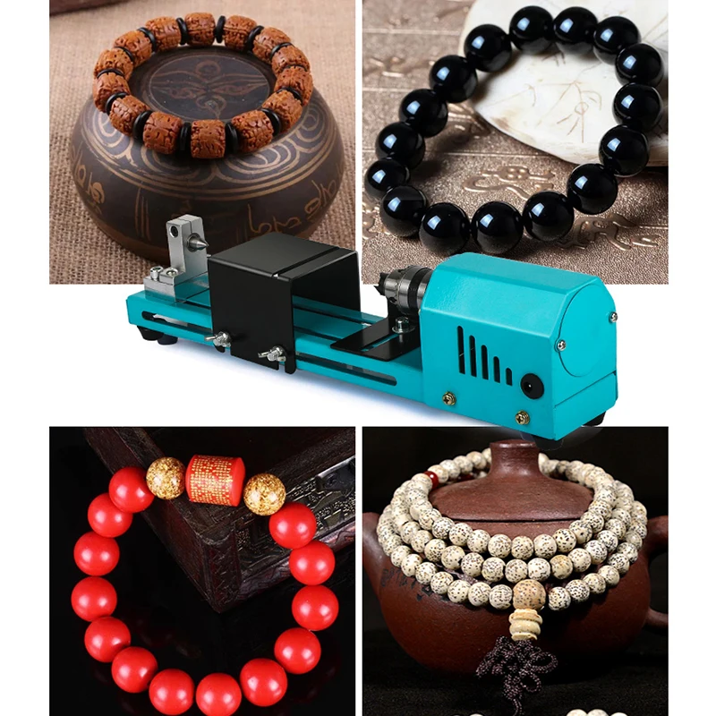 1 Set 150W Mini Wood Lathe Machine Speed Adjustable Rotary Tool Buddha Pearl Lathe Grinding Polishing DIY Woodwork Tool 12V/24V