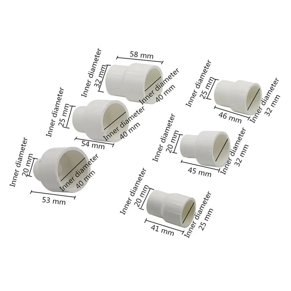 20/25/32/40mm Straight PVC Reducing Connector Garden Farm Greenhouse Water Supply Pipe Tube Couplings Tank Drainage System Joint