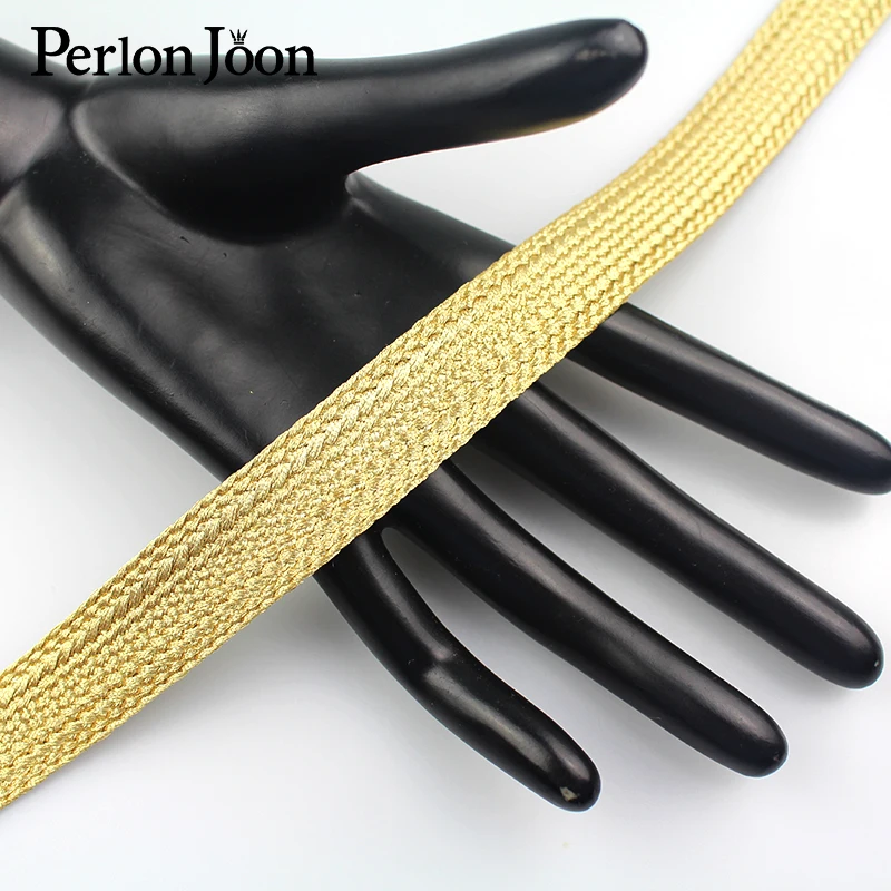 10 yard 1.9cm New gold thread polyester webbing clothing bag shoes decorative ribbon woven decorative accessories ZD004