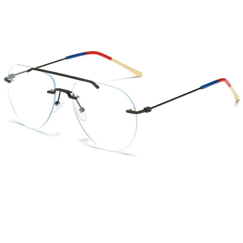 YIMARUILI Fashion Ultralight Pilot Men\'s Rimless Glasses Retro Trend Big Size Optical Prescription Eyeglasses Frame Women 1870