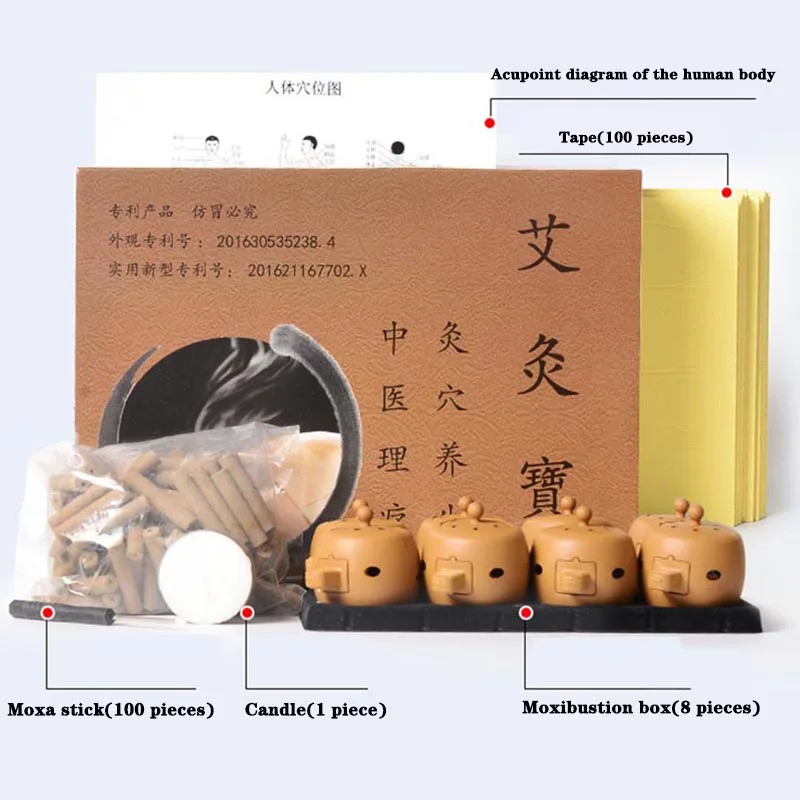 Moxibustion Box Moxa Sticks Mini Mugwort Tube Burner Acupuncture Therapy Point Body Warm Massage Heating Treatment Pain Relief