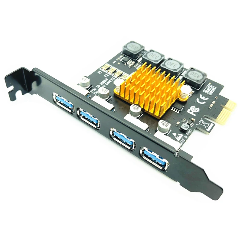 PCIE USB 3.0 Riser Card For Desktop 1 Set Professional 4 Port PCI-E To USB3.0 HUB PCI Express Expansion Card Adapter 5Gbps Speed