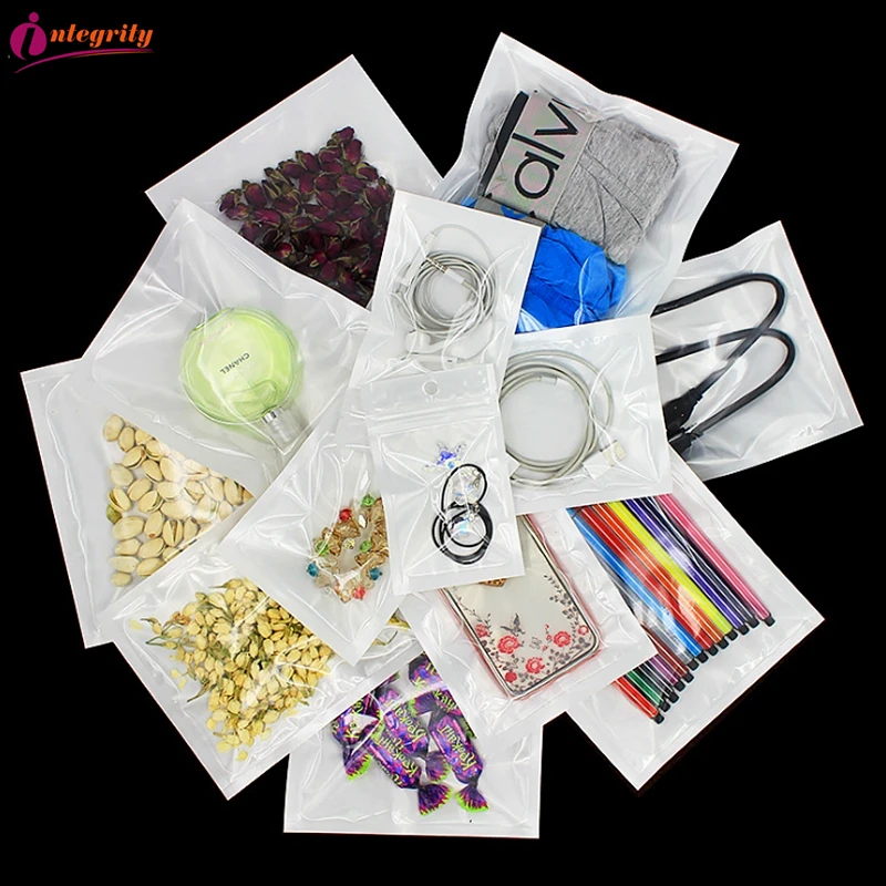 INTEGRITY 1000 pcs/lot  7.5*12cm Clear Pearl White Plastic Storage Bag Pearl Flm Plastic Bag Polyba Package for Gifs Accessories